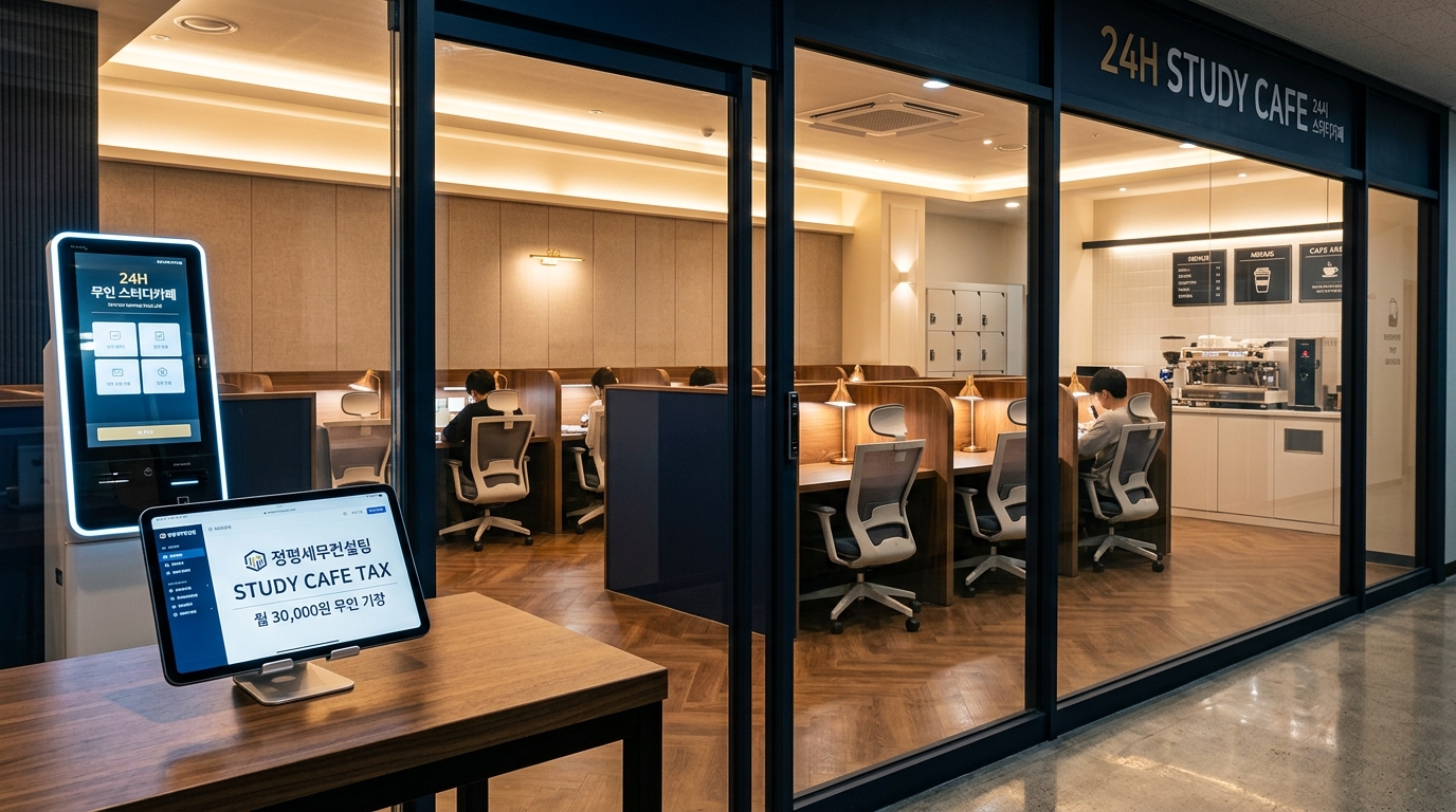 스터디카페·독서실 1인 원장 월 3만원 세무 구독 시스템 (AI 생성 이미지)